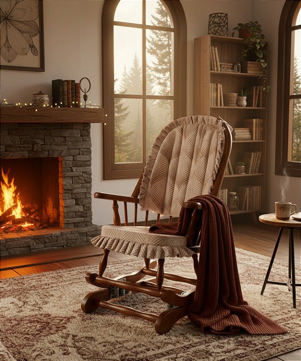 Cadeira De Balanço Veludo Escócia 1,18/40 X 64 X 50 - Móveis De Gramado