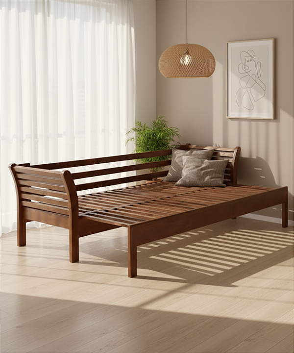 Sofá Cama de Madeira Maciça - Móveis de Gramado