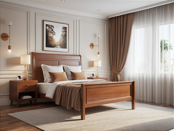 Cama Madeira Maciça - (Com 02 Mesas de Cabeceiras) - Móveis de Gramado