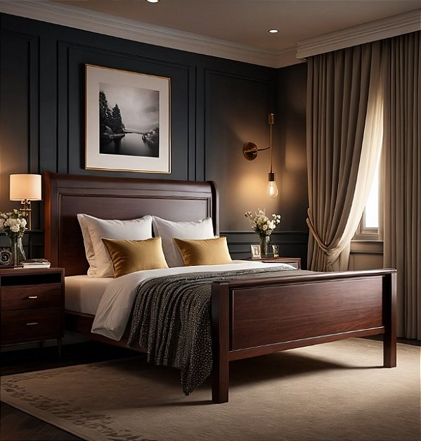 Cama Madeira Maciça - (Com 02 Mesas de Cabeceiras) - Móveis de Gramado