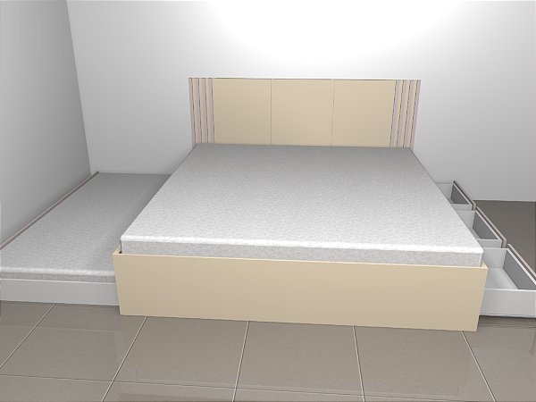 Cama de Madeira Maciça Com 03 Gavetas e Bicama - Móveis de Gramado