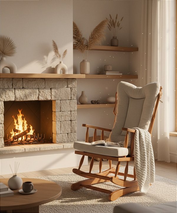 Cadeira de Balanço 1,18 x 61 x 85 - Madeira Maciça - Móveis de Gramado