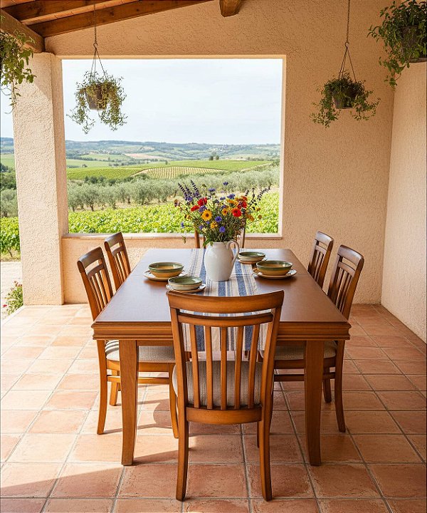 Sala de Jantar Alpes Mesa Retangular - Madeira Maciça - Móveis de Gramado