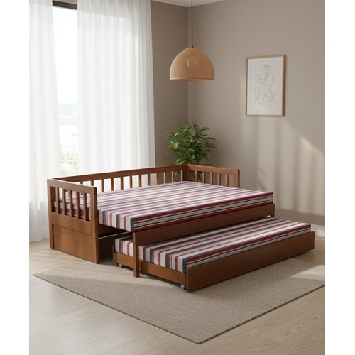 Sofa Cama Tricama Gramado 190 x 80/1,40 Aberto - Bicama 1,90 x 80 - Madeira Maciça - Móveis de Gramado