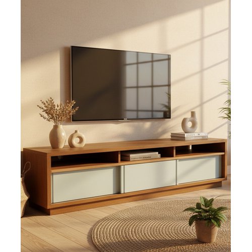Rack Safira Com Porta de Correr 1,60 x 40 x 50 - Madeira Maciça - Móveis de Gramado