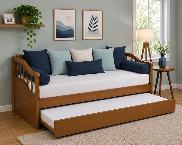 Sofá Cama Bicama Torneado 1,90 x 80 - Madeira Maciça - Móveis de Gramado