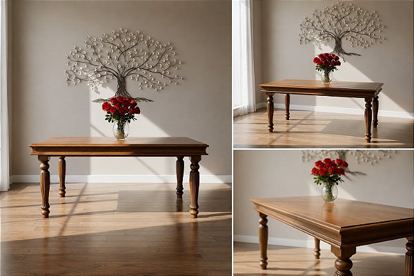Mesa Retangular Montreal 2,10 x 90 - Madeira Maciça - Móveis de Gramado