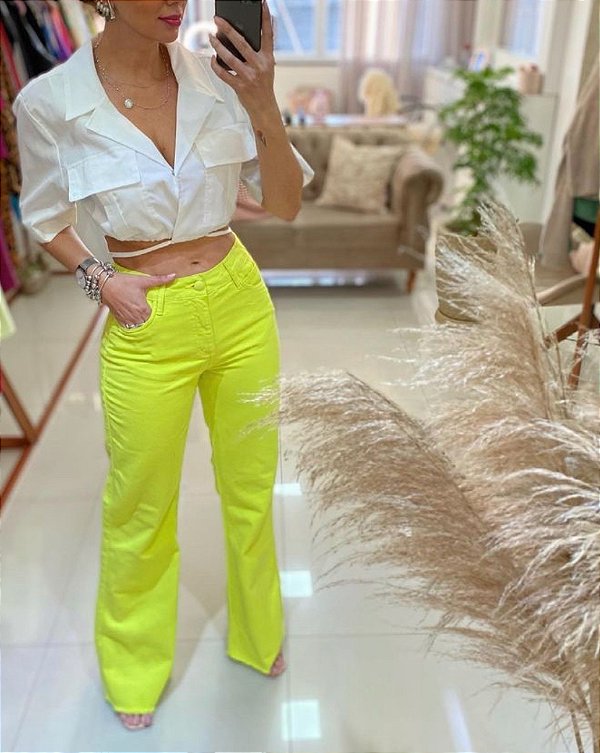 Calça Wide Leg Lime