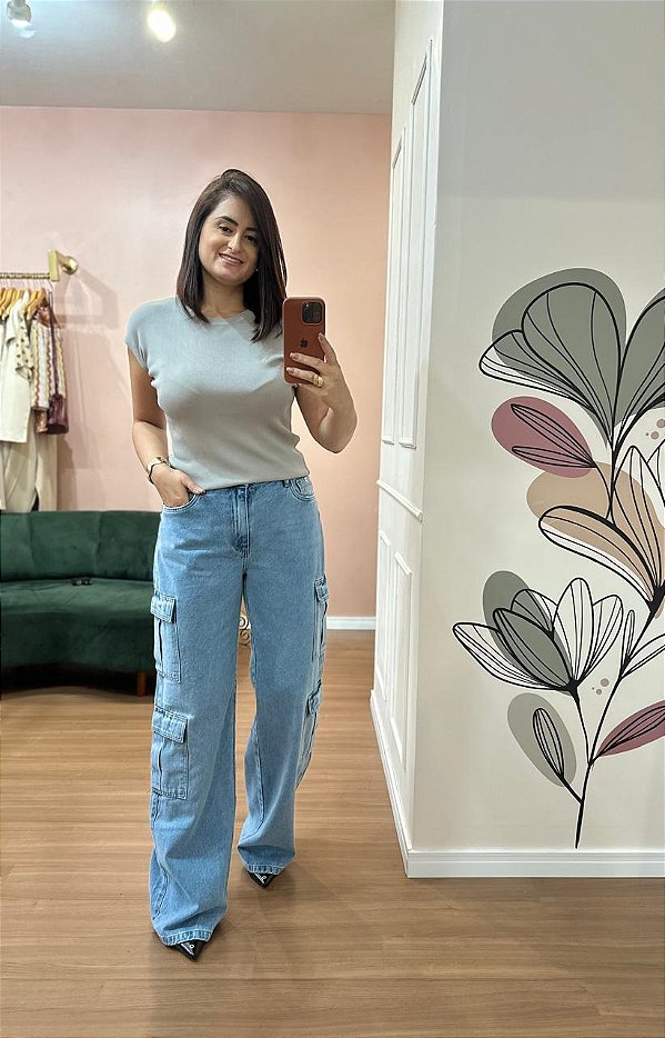 Calça Wide Leg Cargo Jordana
