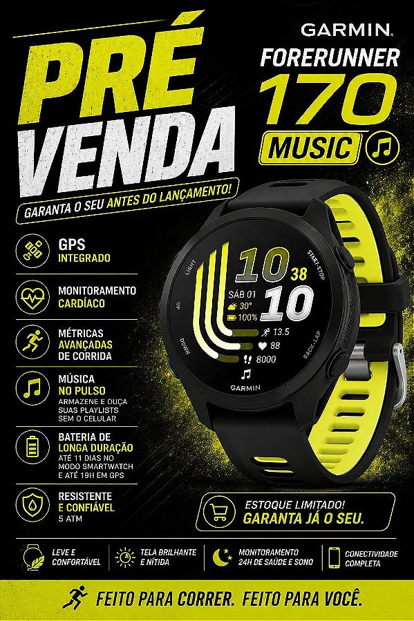 Garmin Forerunner 170 AMOLED Music Preto PRE VENDA