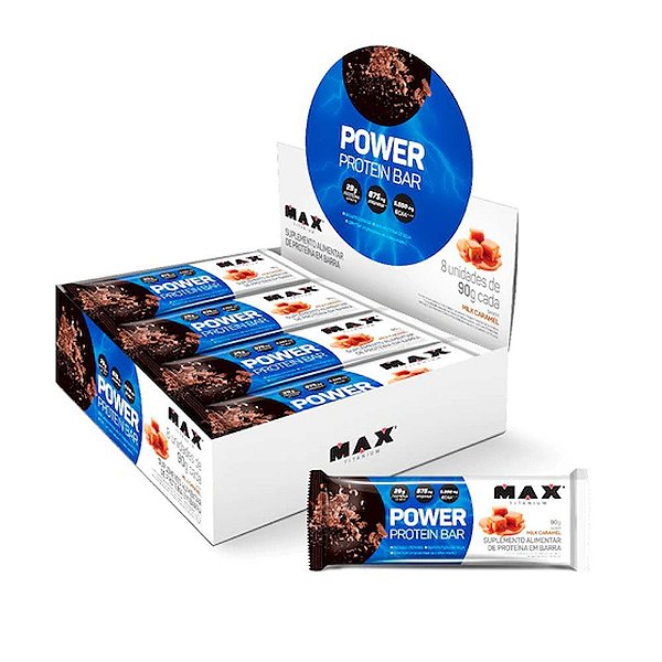 Barra de Proteína Power Protein Bar 90g - 8 unidades - Max Titanium