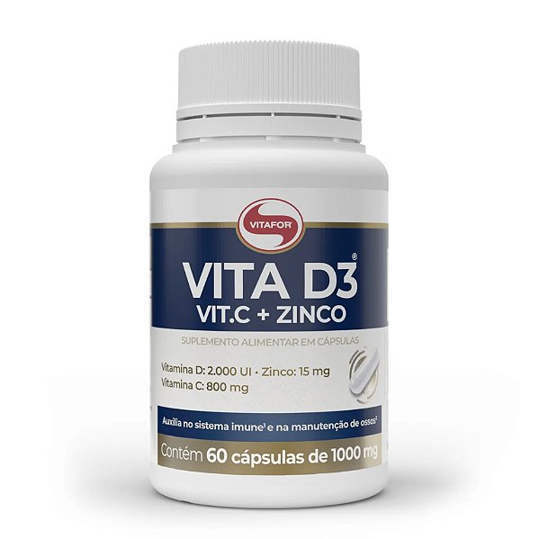 Vita D3 + C + Zinco - 60 Cápsulas - Vitafor