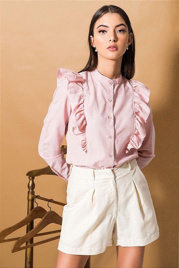 Short alfaiataria de linho feminino
