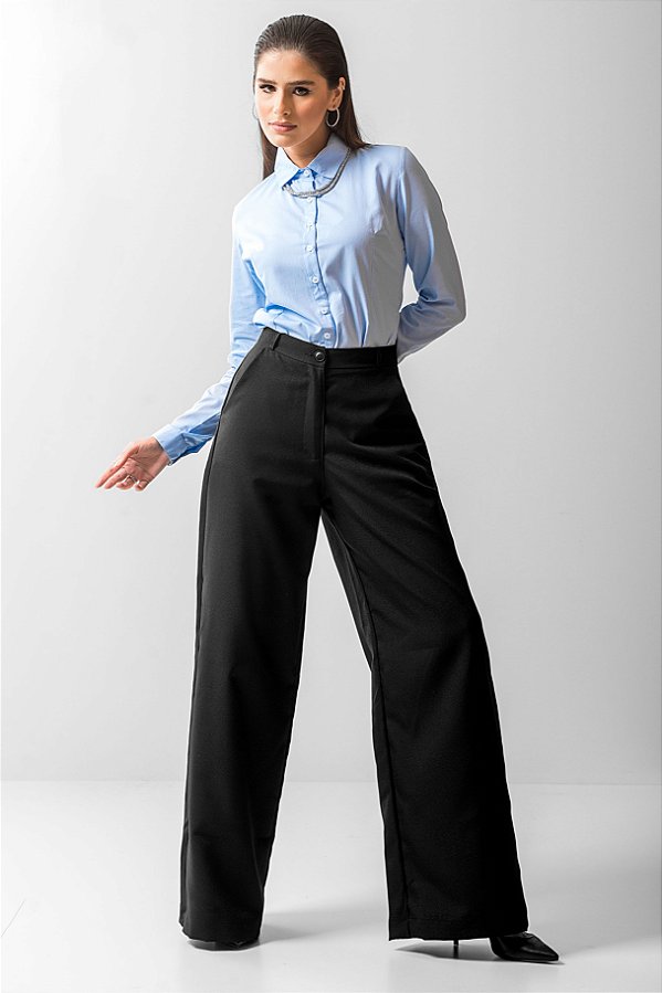 Calça pantalona de Oxford feminina
