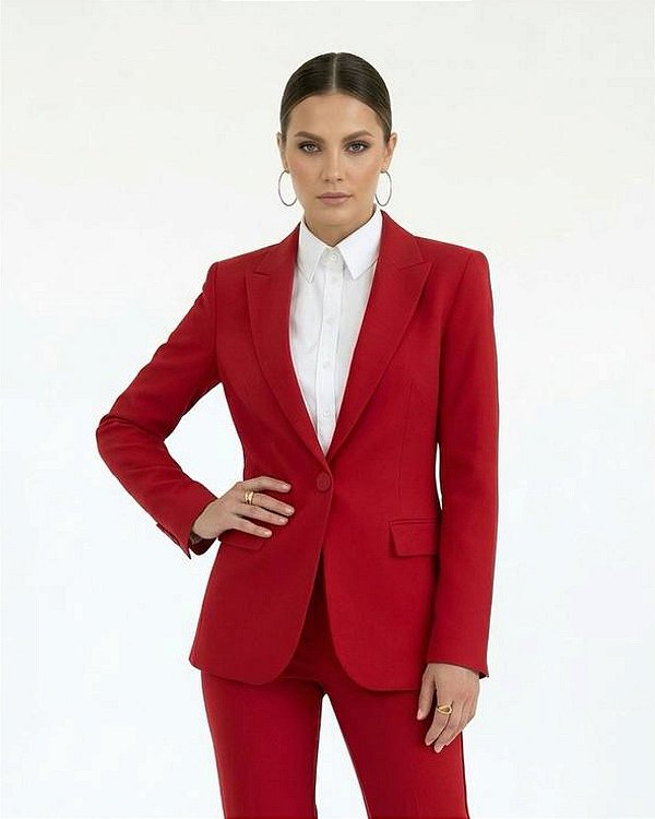 BLAZER FEMININO DE ALFAIATARIA AJUSTADO COM FORRO DE CETIM