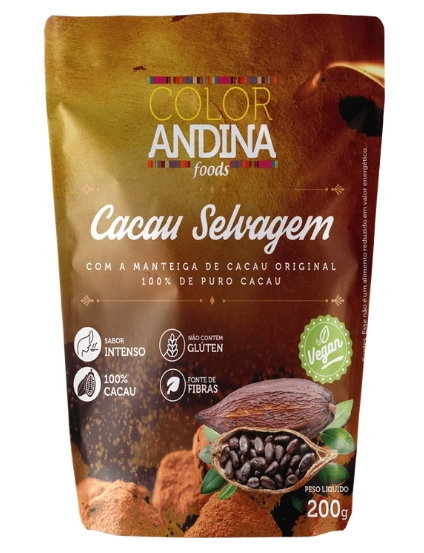 CACAU SELVAGEM 200g 100% PURO (COLOR ANDINA)