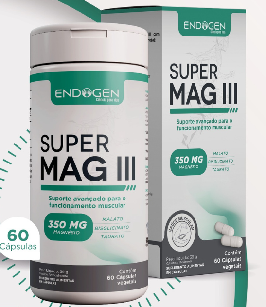 Super Mag III 350mg de Magnésio com 60 cápsulas (Endogen)