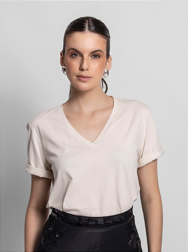 T-shirt Valeria Malha Bege