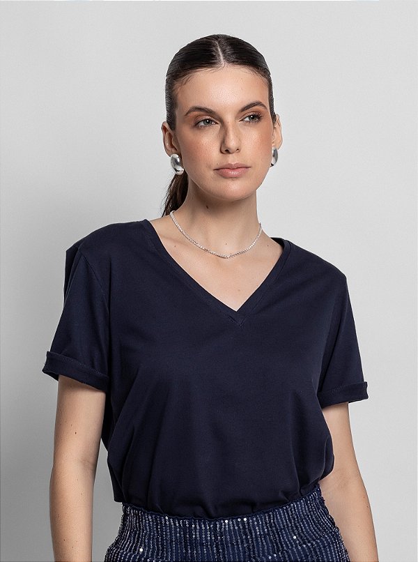T-shirt Valeria Malha Marinho