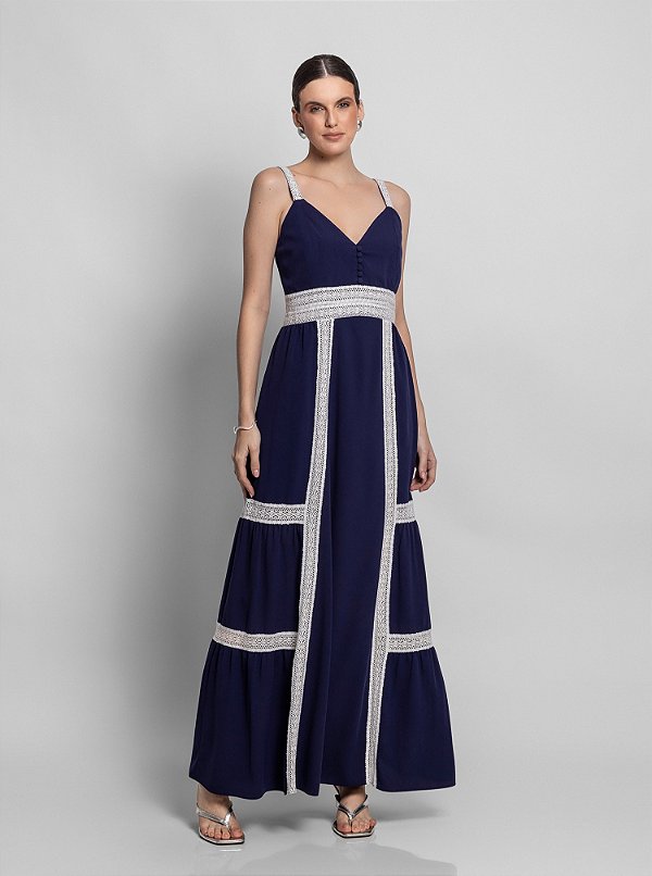 Vestido Maya Crepe Marinho