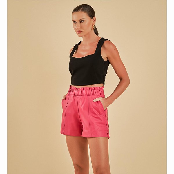 Shorts em couro  Sienna Pink