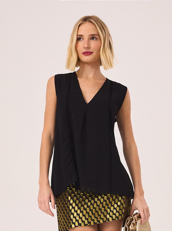 Blusa Bata Estela Preta