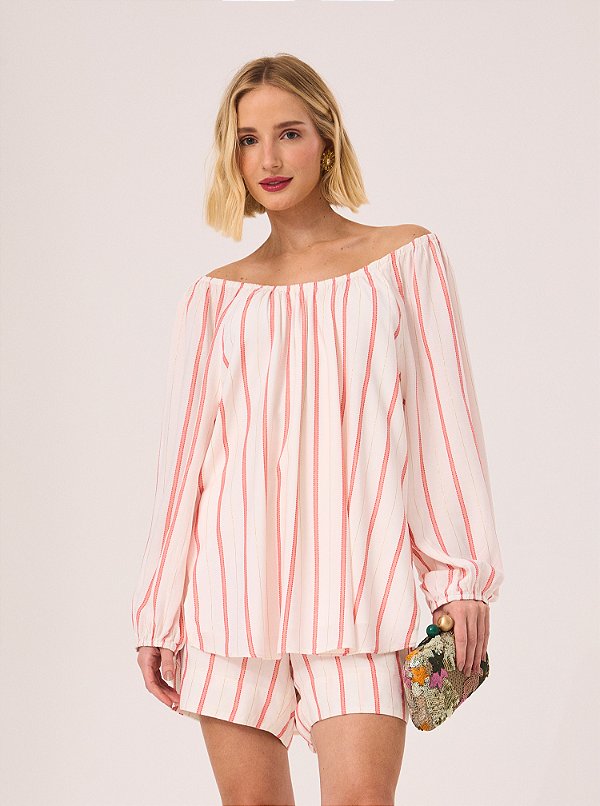 Coordenado Jamile Vermelho e Off White
