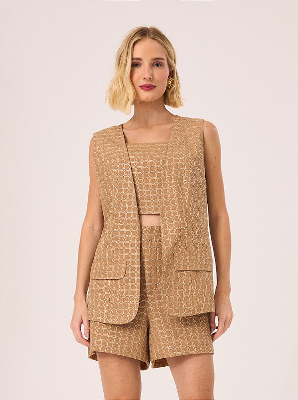 Coordenado Mara de Viscose Bordado Caramelo