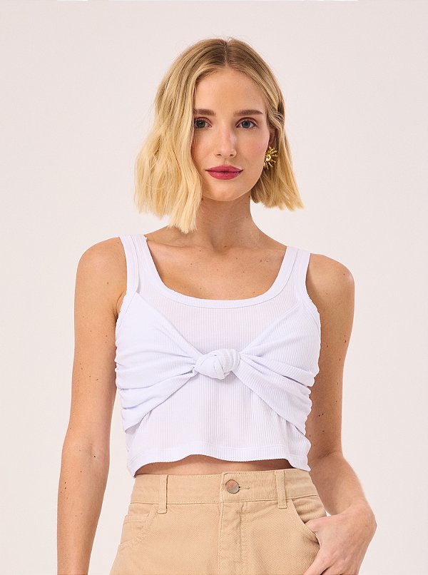 Top Julia Malha Canelada Branco