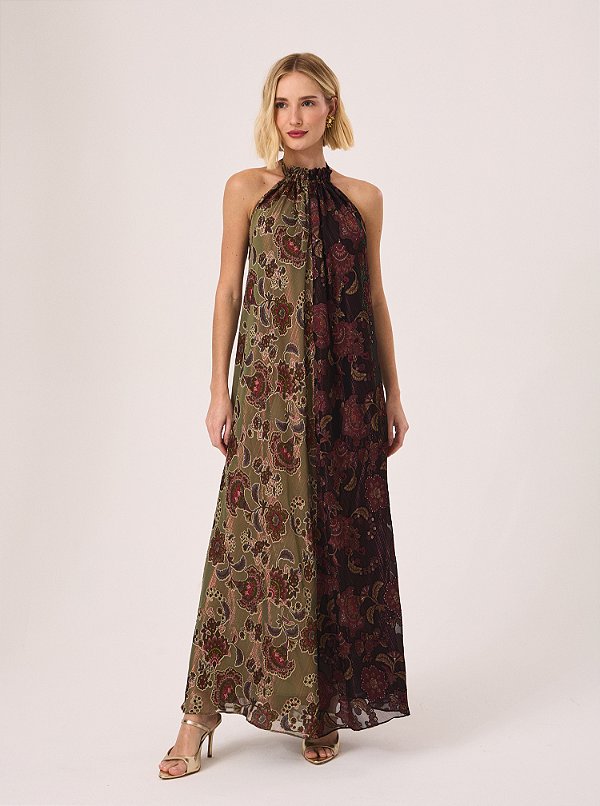 Vestido Lorena Chifon Fluido Assimétrico Estampado