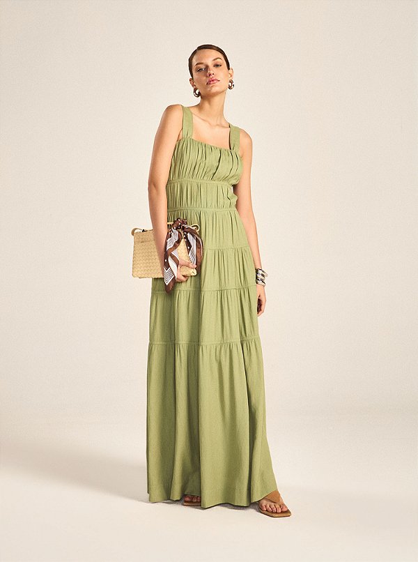 Vestido Palmira Longo de Alça Verde