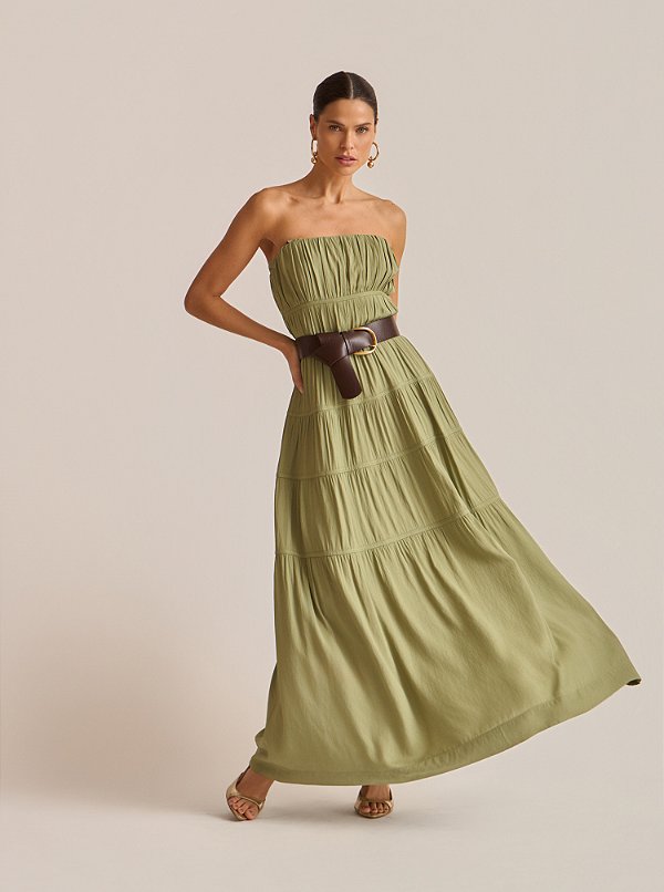 Vestido Longo Palmira Alça Verde