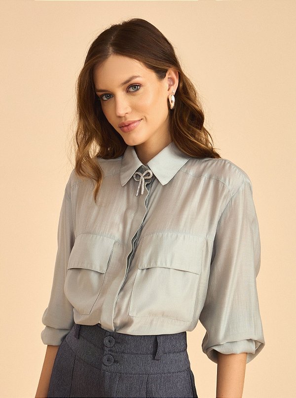 Camisa Helena Recortes Gazar Cinza