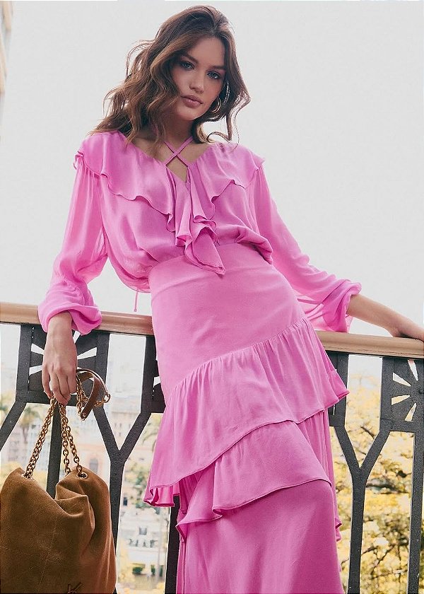 Saia Mayara Babado Rosa