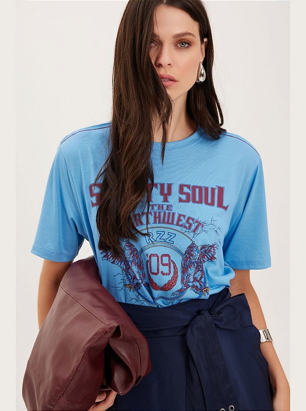 T-shirt Debora Malha Azul