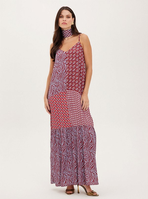 Vestido Beatriz Acetinado Estampado