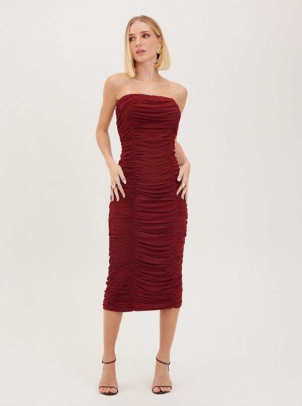 Vestido Ariella Tule Vinho