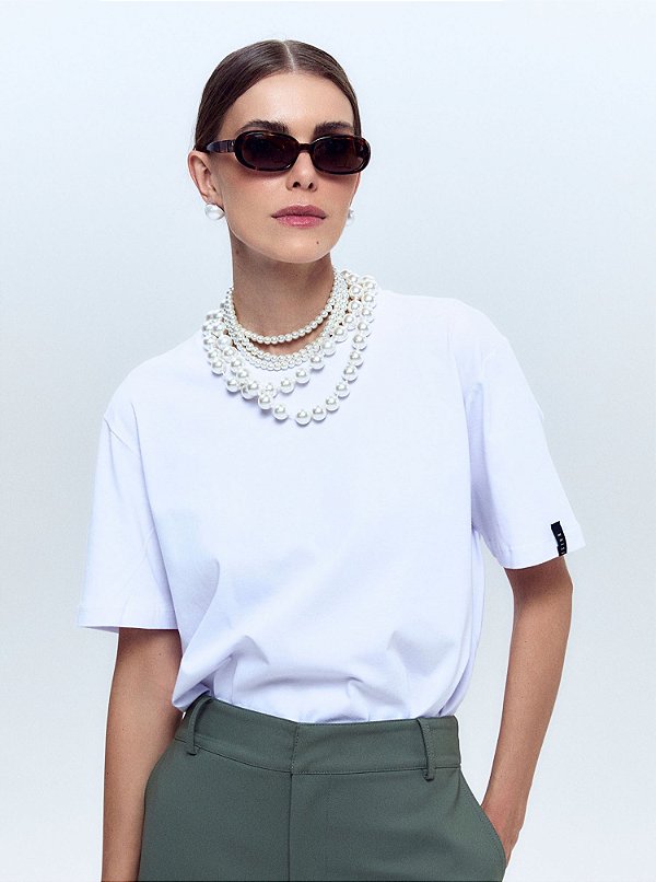 T-shirt Madalena Malha Branca Branco