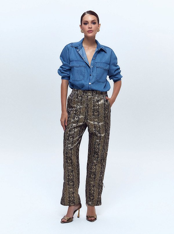 Calça Mirela Jacquard Dourada