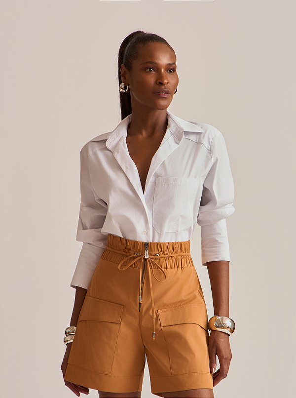 Camisa Sara Over Tricoline Branca