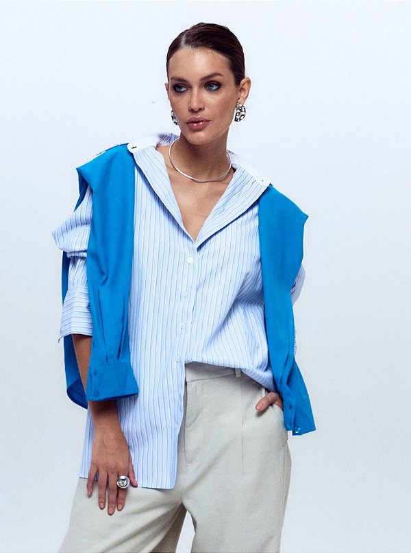 Camisa Raissa Tricoline Listrada