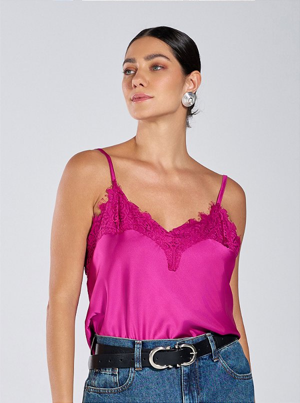 Regata Malu Acetinada Fúcsia