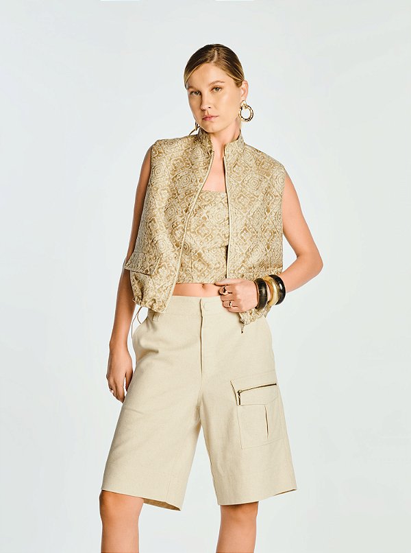 Bermuda Cecília Linen Crua