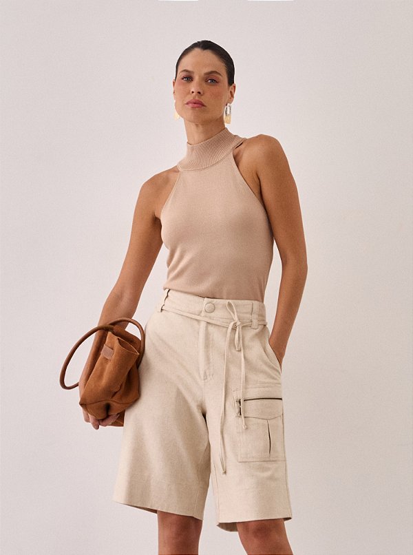 Bermuda Cecília Linen Crua