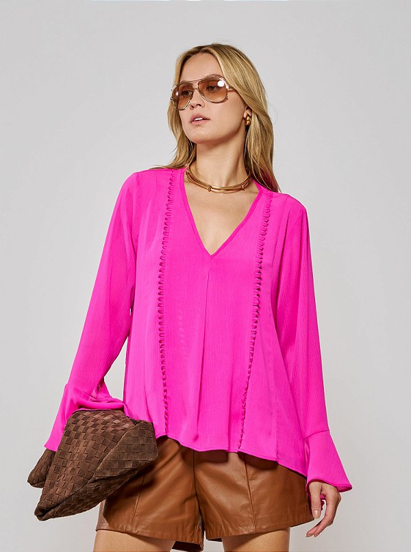 Blusa Belmira Chiffon com Viés Pink