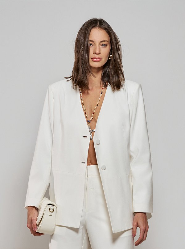 Blazer Julia Alfaiataria Twill Gola Off White