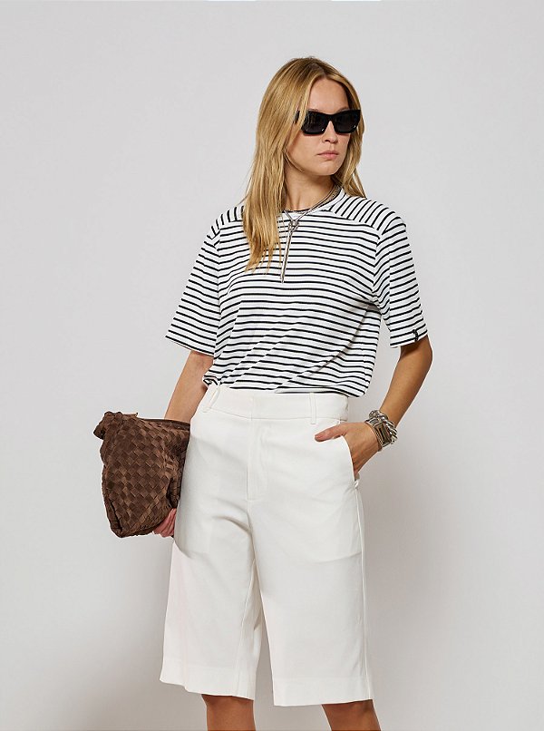 Bermuda Lídia Alfaiataria Twill Off White