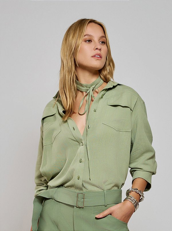 Camisa Serena Viscose Linho Verde