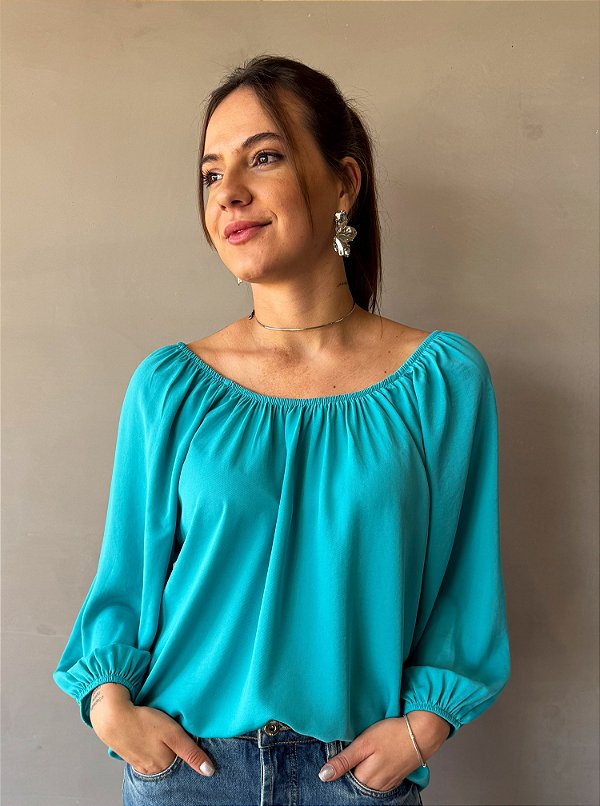 Blusa Natalia Azul Turquesa