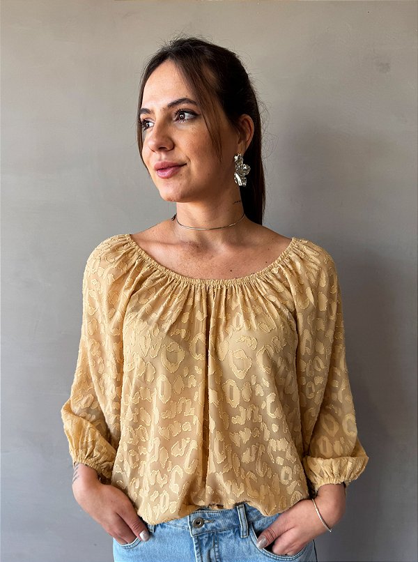 Blusa Natalia Bege e Dourada